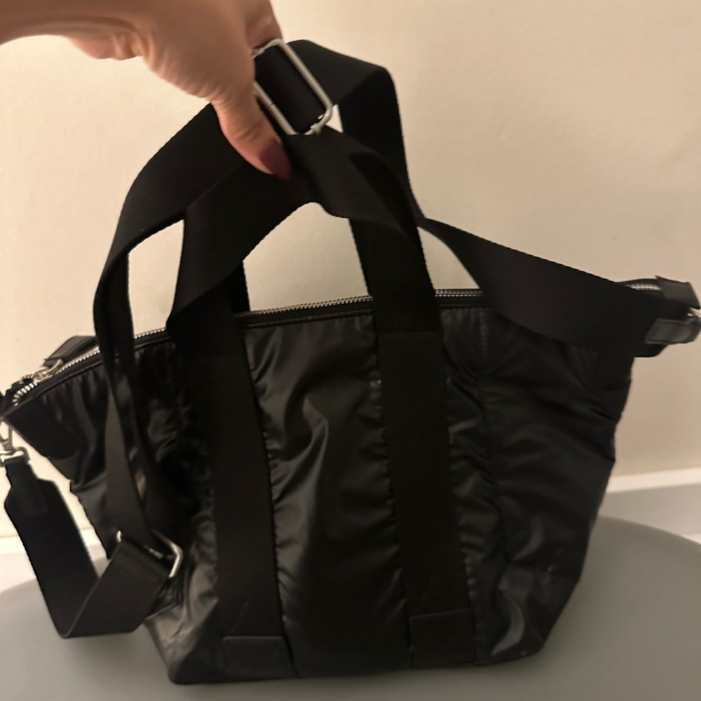 Zara Technical Fabric Midi Tote Bag Handles Crossbody Strap Black - Picture 3 of 6